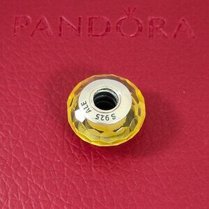 Pandora Golden Faceted Charm Murano Glass Charm Bead with box